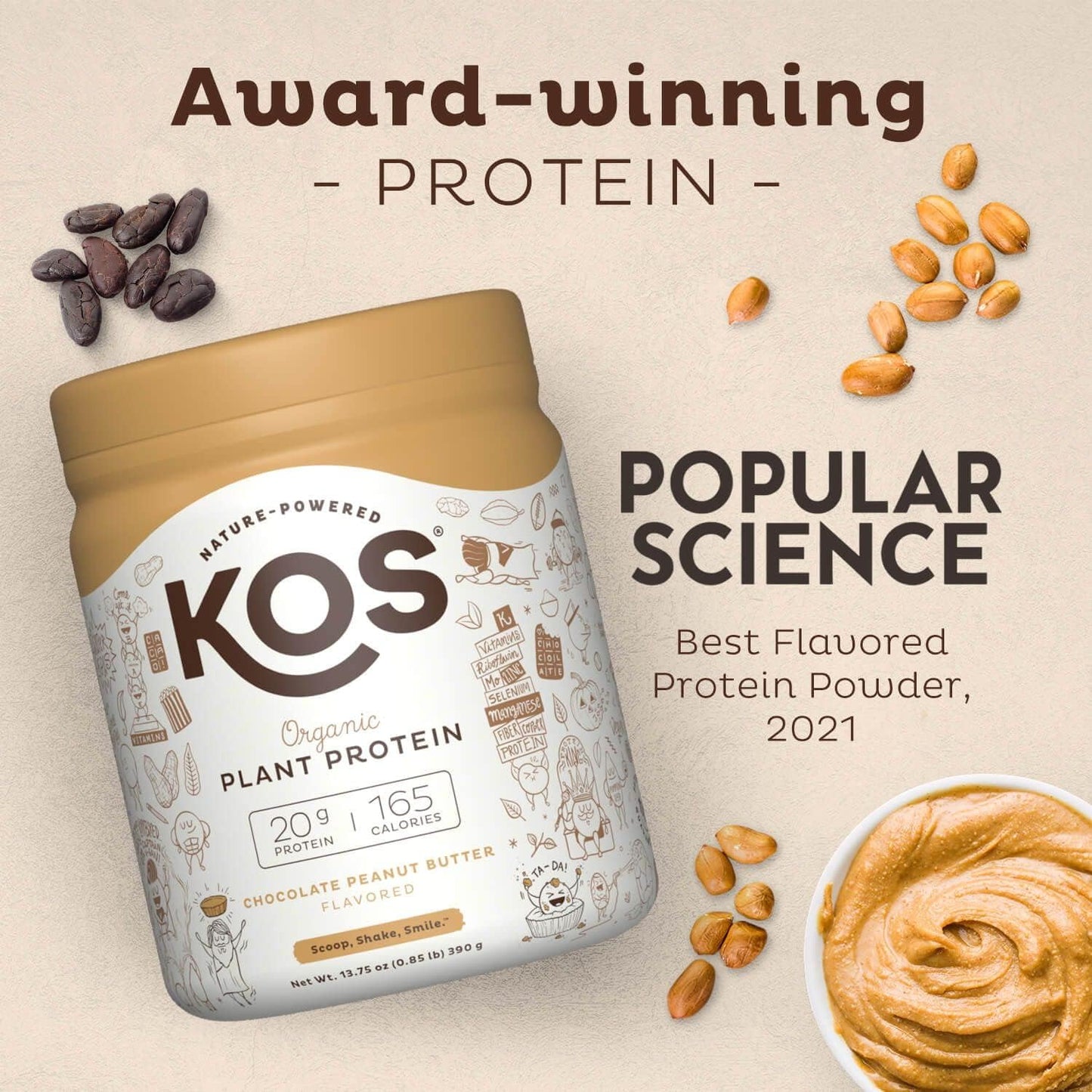 Organic Chocolate Peanut Butter Vegan Protein Powder - Low Carb Blend with Vitamins & Minerals - Keto, Soy, Dairy Free - 10 Servings