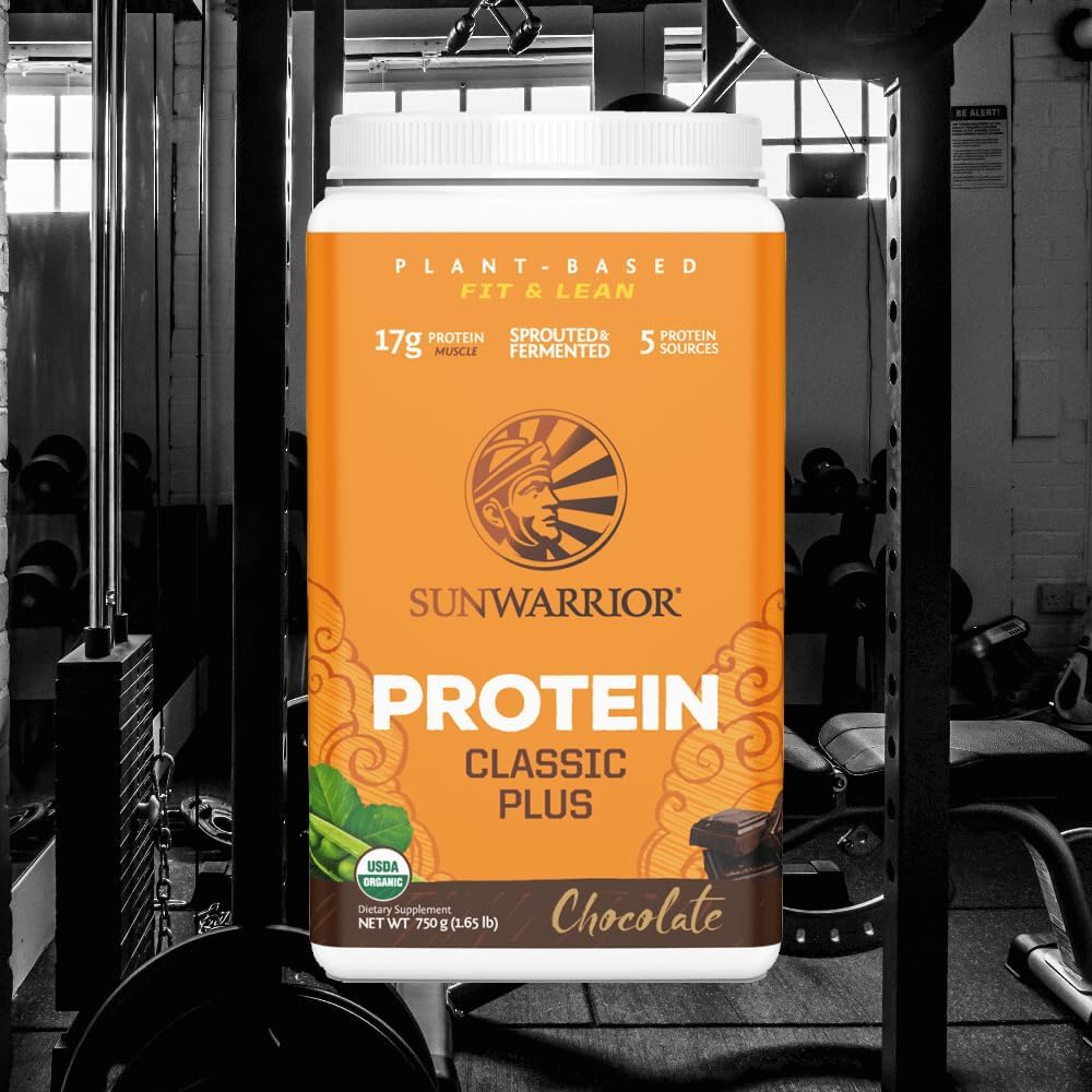 Organic Chocolate Plant-Based Protein Powder with Superfoods | Sunwarrior Vegan Blend | Non-GMO, Gluten-Free, Dairy-Free | 30 Servings