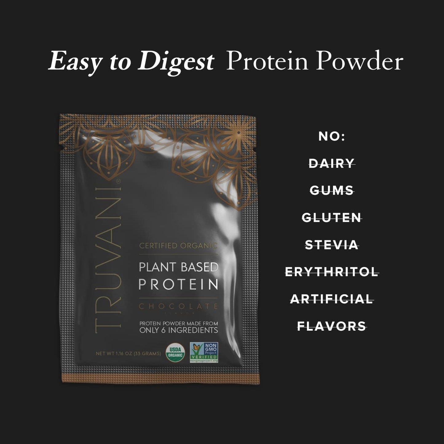 Organic Chocolate Vegan Pea Protein Powder - 20g Plant-Based Protein, Keto, Gluten & Dairy Free - 10 Travel Packets, Low Carb, No Sugar Added