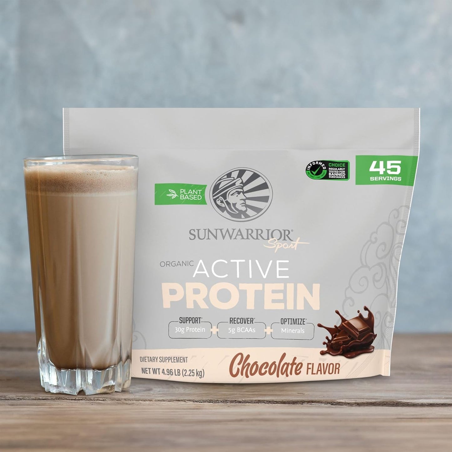 Organic Chocolate Vegan Protein Powder Blend | Plant Based BCAA Sugar Free Non-GMO Dairy Free | Sunwarrior 4.96lbs