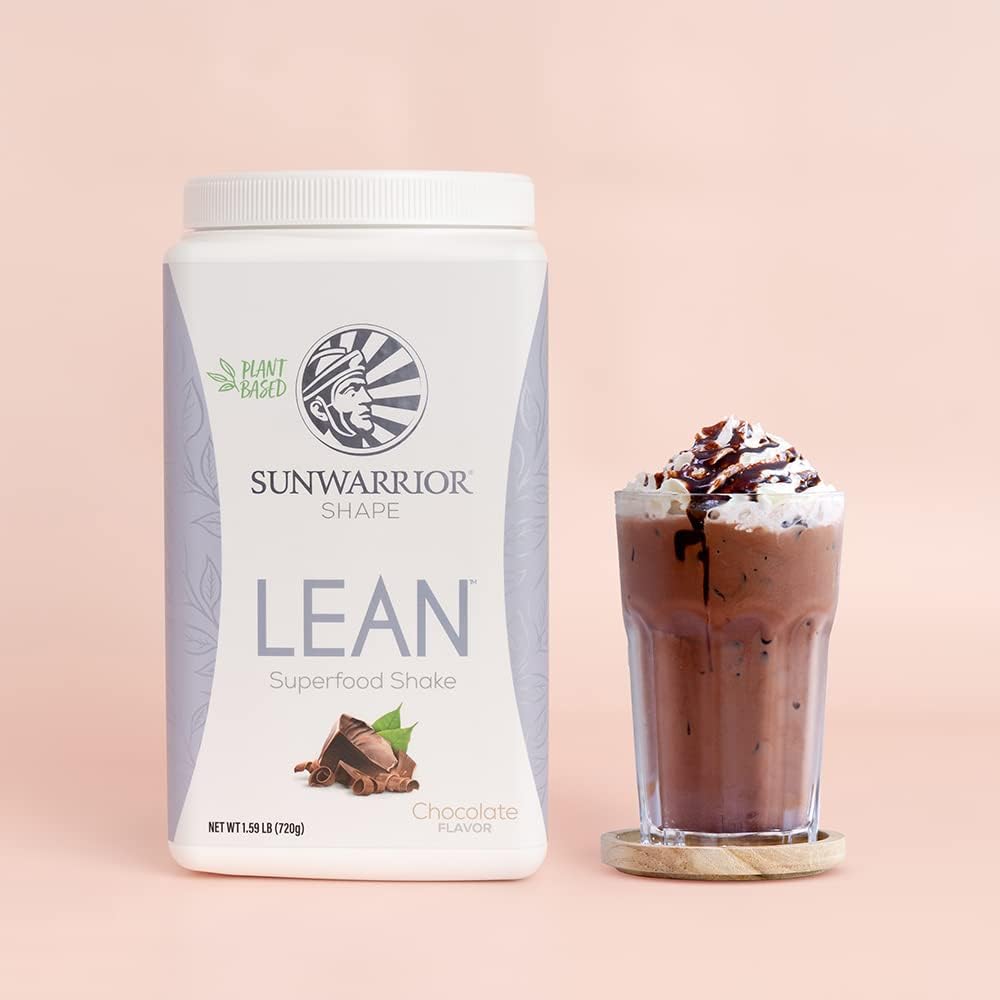 Organic Chocolate Vegan Protein Shake Meal Replacement with Superfoods - Non-GMO, Gluten Free, Dairy Free, Low Carb Plant Based Protein Supplement - 20 Servings for Lean Shape