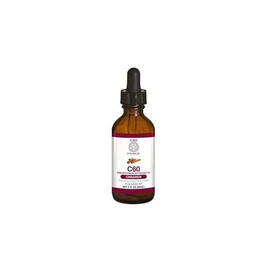 Organic Cinnamon Flavored C60 MCT Coconut Oil - Cold-Pressed with 99.99% Pure C60 Carbon Fullerenes for Energy & Focus (2oz)