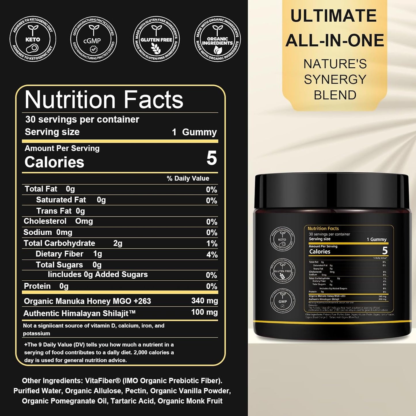 Organic Civavo Himalayan Shilajit Gummies for Energy & Strength - 30 Count