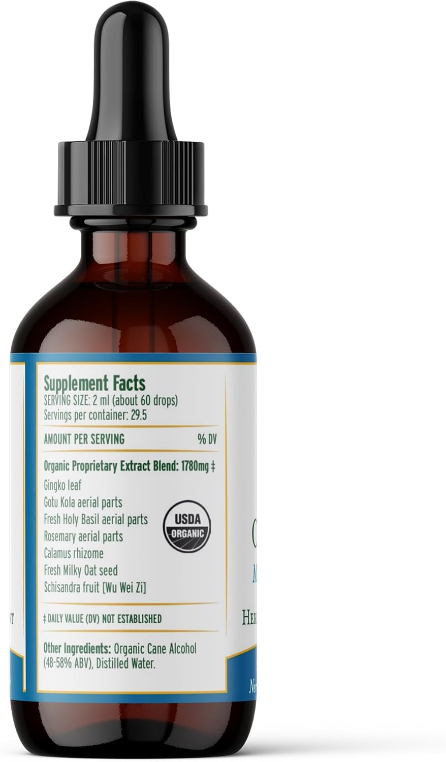 Organic Clarity Tincture with Five Flavors Herbs for Brain and Vascular System Support - 2 Fl Oz Bottle