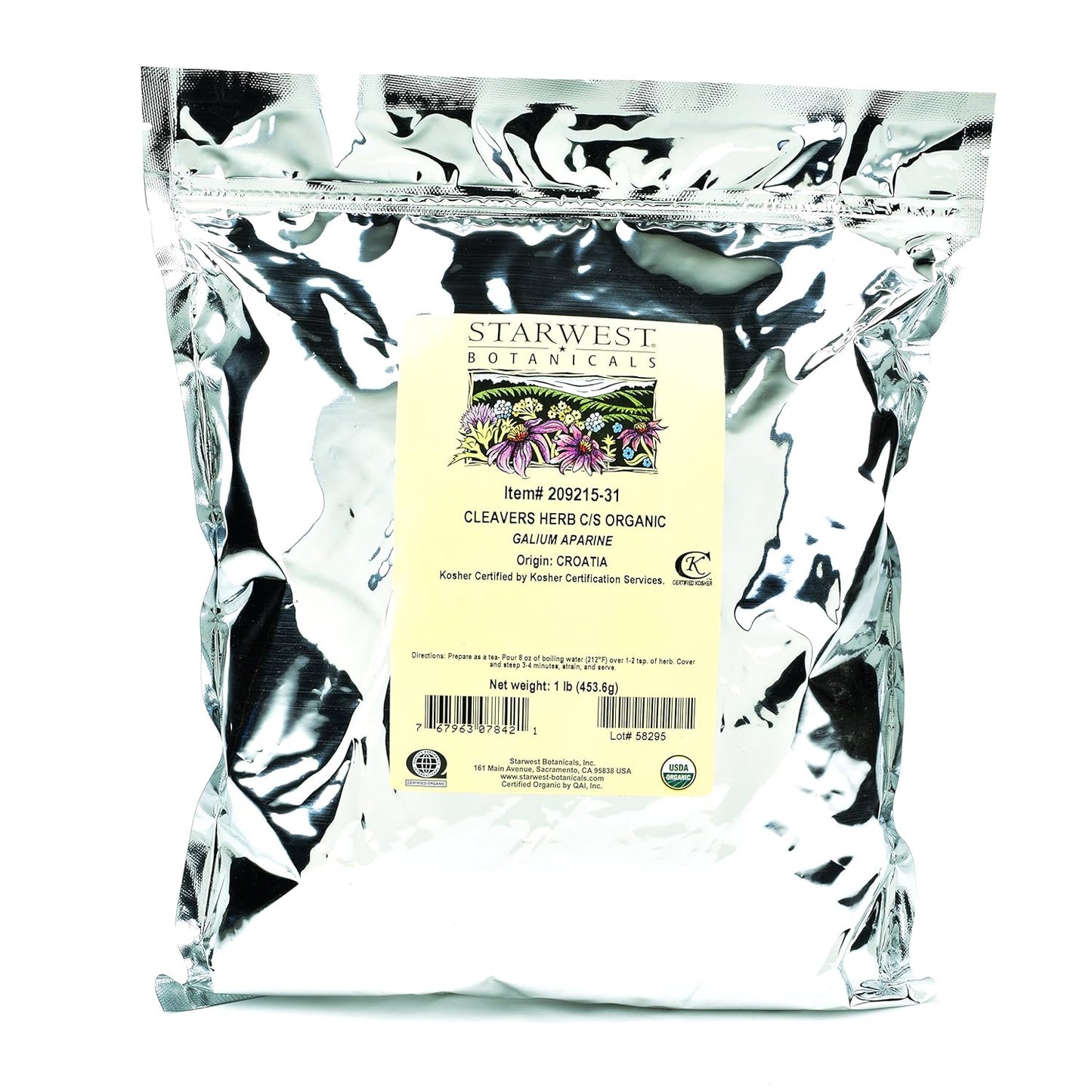 Organic Cleavers Herb C/S - 1 Pound by Starwest Botanicals