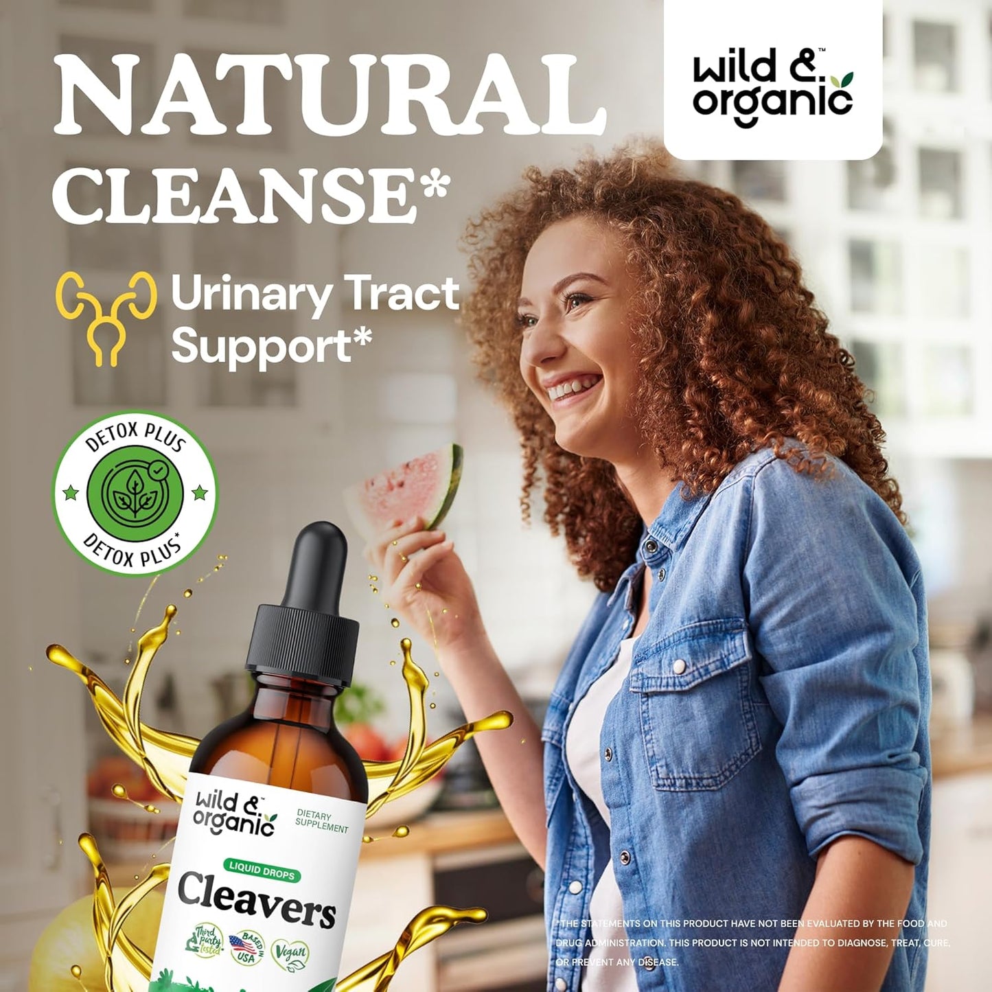 Organic Cleavers Leaf Tincture for Natural Detox - Galium Aparine Herb Supplement - Vegan & Alcohol-Free - 2 fl oz