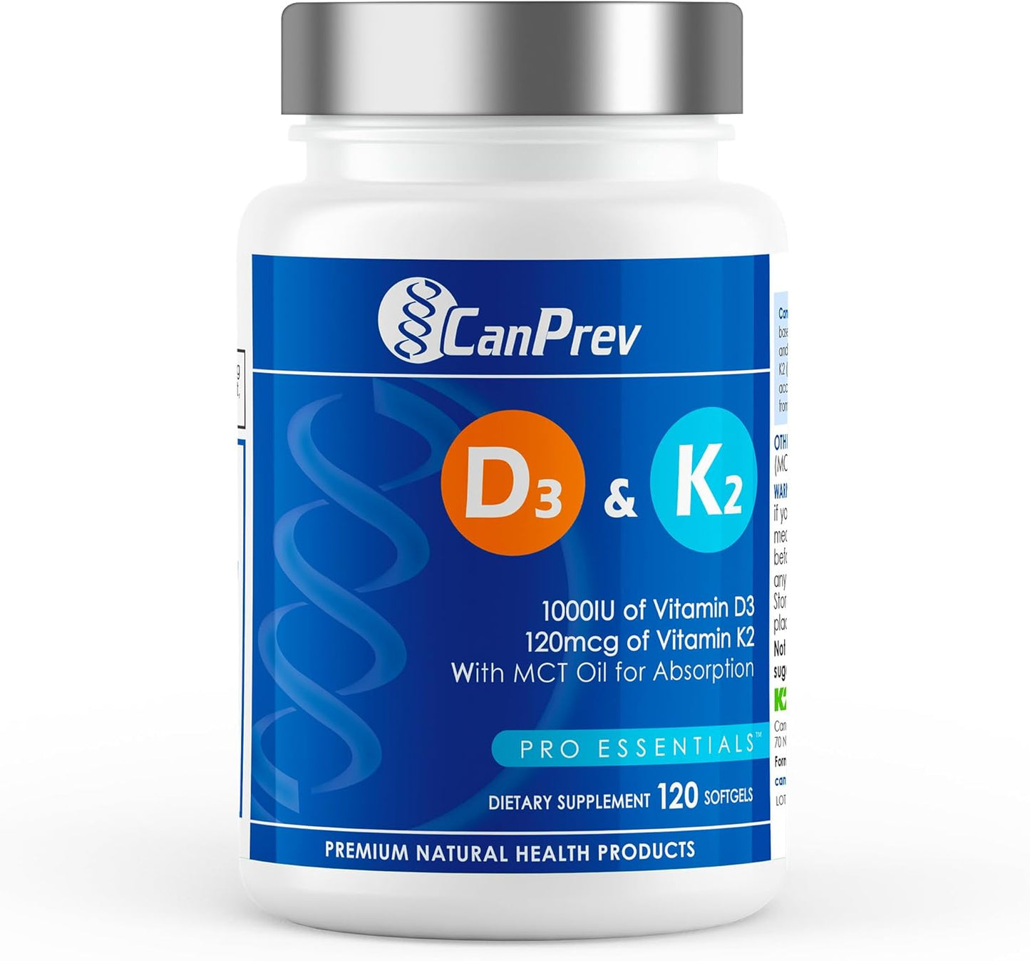 Organic Coconut Oil Softgels with CanPrev D3 & K2 - 120 Count