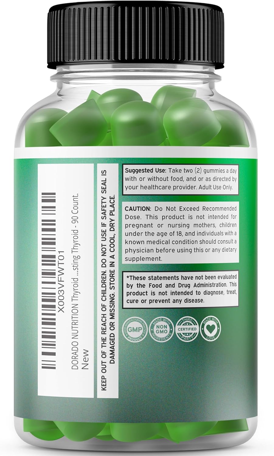 Organic Coconut Shell Activated Charcoal Gummies for Detox Support & Thyroid Health - 200mg Detox Cleanse Gummies