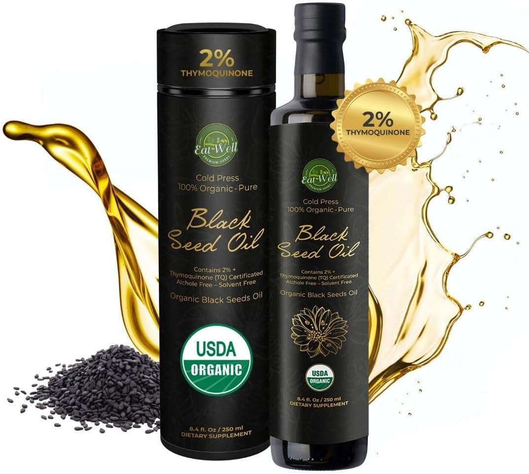 Organic Cold Pressed Black Seed Oil - 8.4 oz Bottle - Raw Nigella Sativa Oil - Gourmet Food