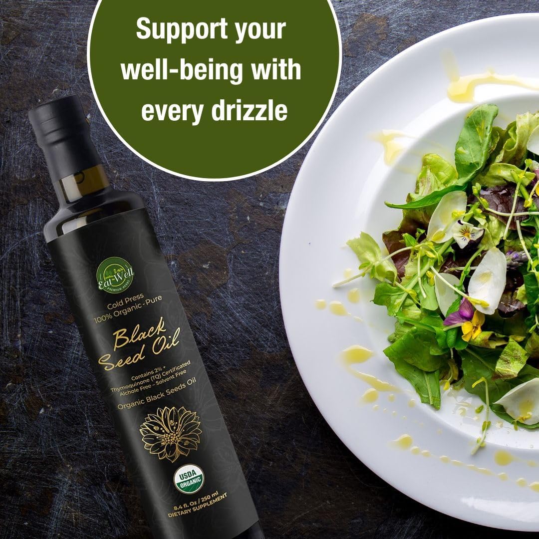 Organic Cold Pressed Black Seed Oil - 8.4 oz Bottle - Raw Nigella Sativa Oil - Gourmet Food