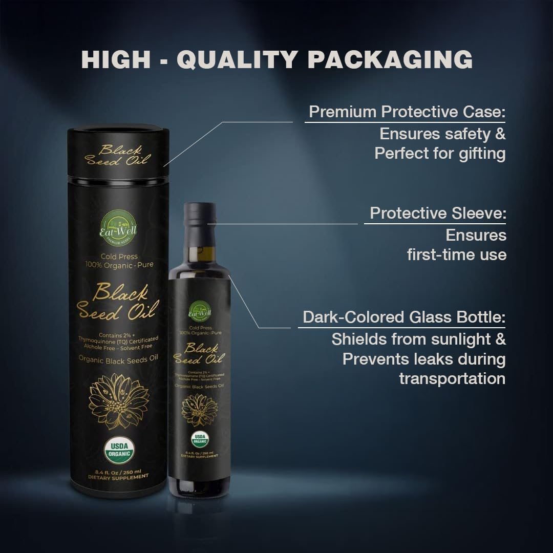 Organic Cold Pressed Black Seed Oil - 8.4 oz Bottle - Raw Nigella Sativa Oil - Gourmet Food