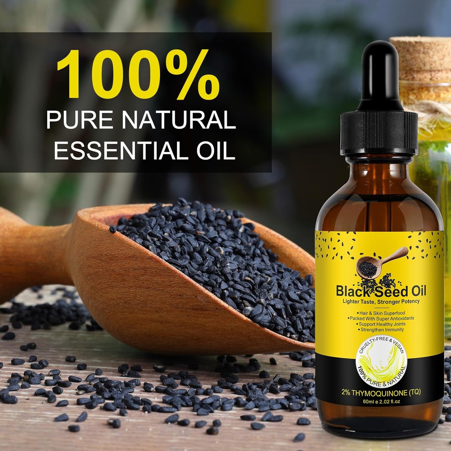 Organic Cold Pressed Black Seed Oil with High TQ for Hair Growth and Skin Care