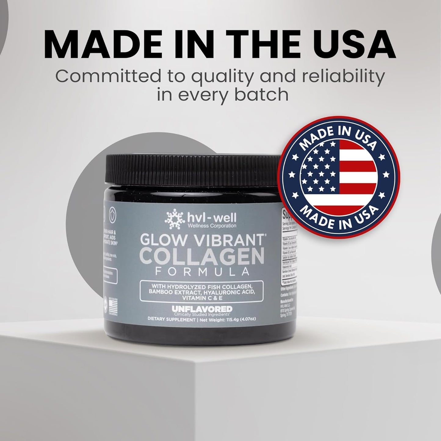 Organic Collagen Peptide Powder by HVL-Well - Unflavored, 20 Servings (115.4g)