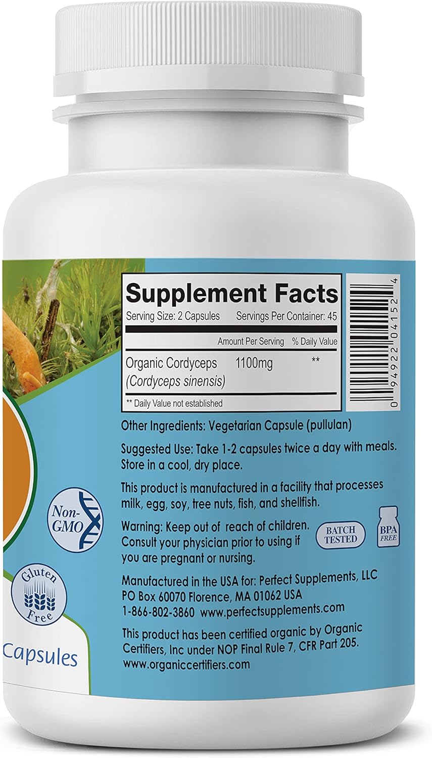 Organic Cordyceps Supplement - 90 Vegetable Capsules - Boost Energy, Endurance & Strength - Adaptogenic Herbal Formula
