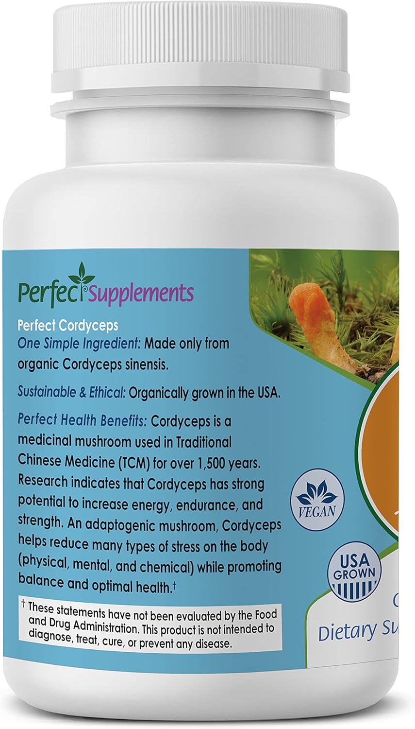 Organic Cordyceps Supplement - 90 Vegetable Capsules - Boost Energy, Endurance & Strength - Adaptogenic Herbal Formula