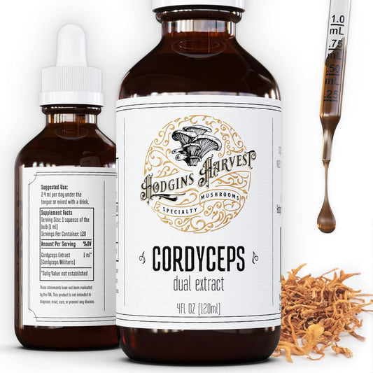 Organic Cordyceps Tincture Made in USA | Dual Extract | Extra-Concentrated (4 fl oz) by Hodgins Harvest