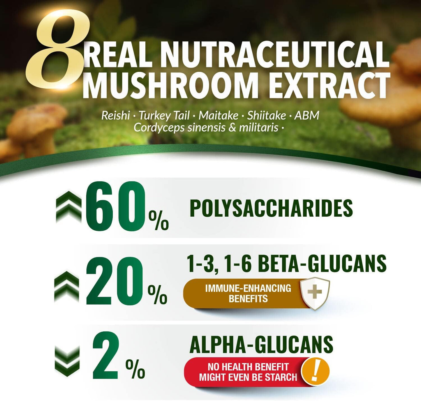 Organic Cordyceps Ultra - 8 Mushroom Supplement for Immunity and Energy Boost, No Fillers