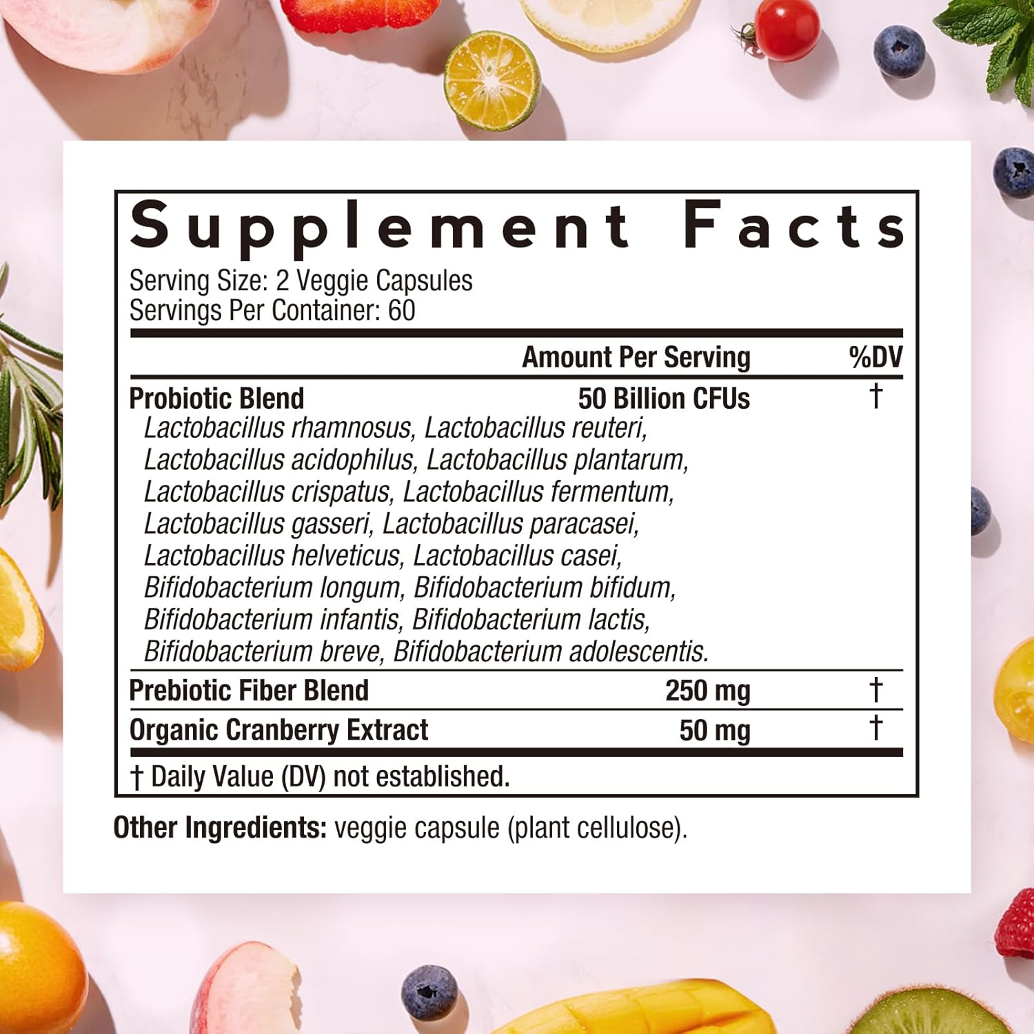 Organic Cranberry Women’s Probiotic Capsules, 120 Count, 50 Billion CFU, 16 Strains for Digestive, Immune, Vaginal & Urinary Health, Shelf Stable with Delayed Release Technology, Gluten-Free Dairy-Free Soy-Free