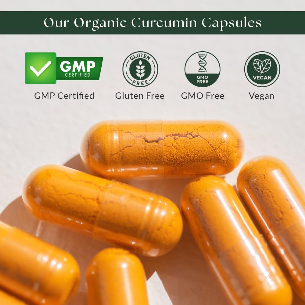Organic Curcumin Extract 95% with Black Pepper, Long Pepper, and Ginger - 60 Vegan Capsules by Sewanti