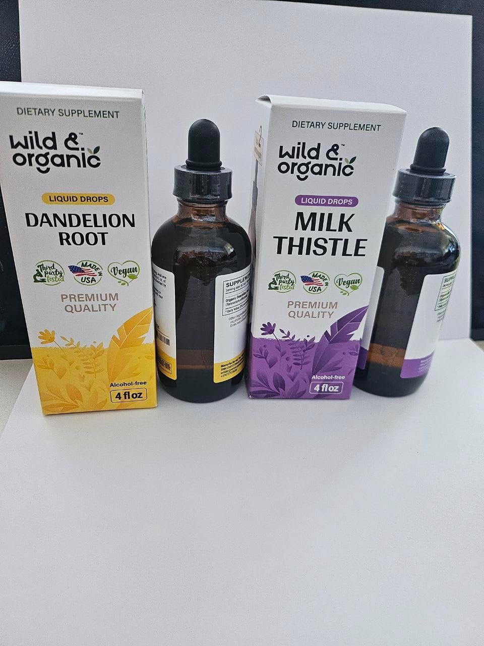 Organic Dandelion Root and Milk Thistle Tincture Bundle - 4 fl oz Each