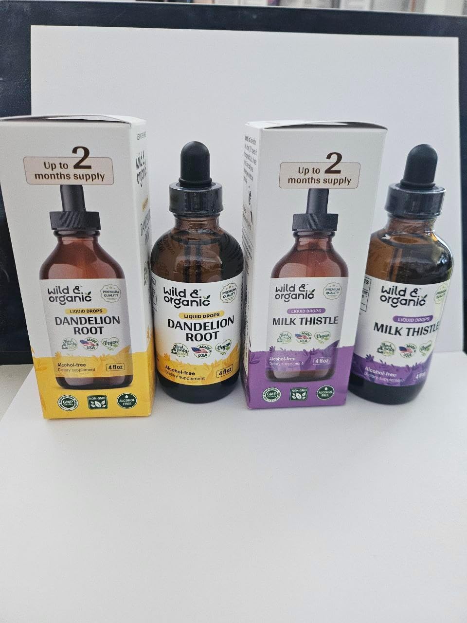 Organic Dandelion Root and Milk Thistle Tincture Bundle - 4 fl oz Each