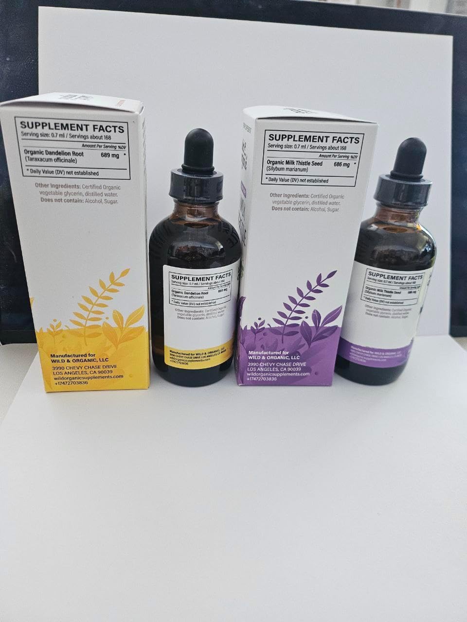 Organic Dandelion Root and Milk Thistle Tincture Bundle - 4 fl oz Each