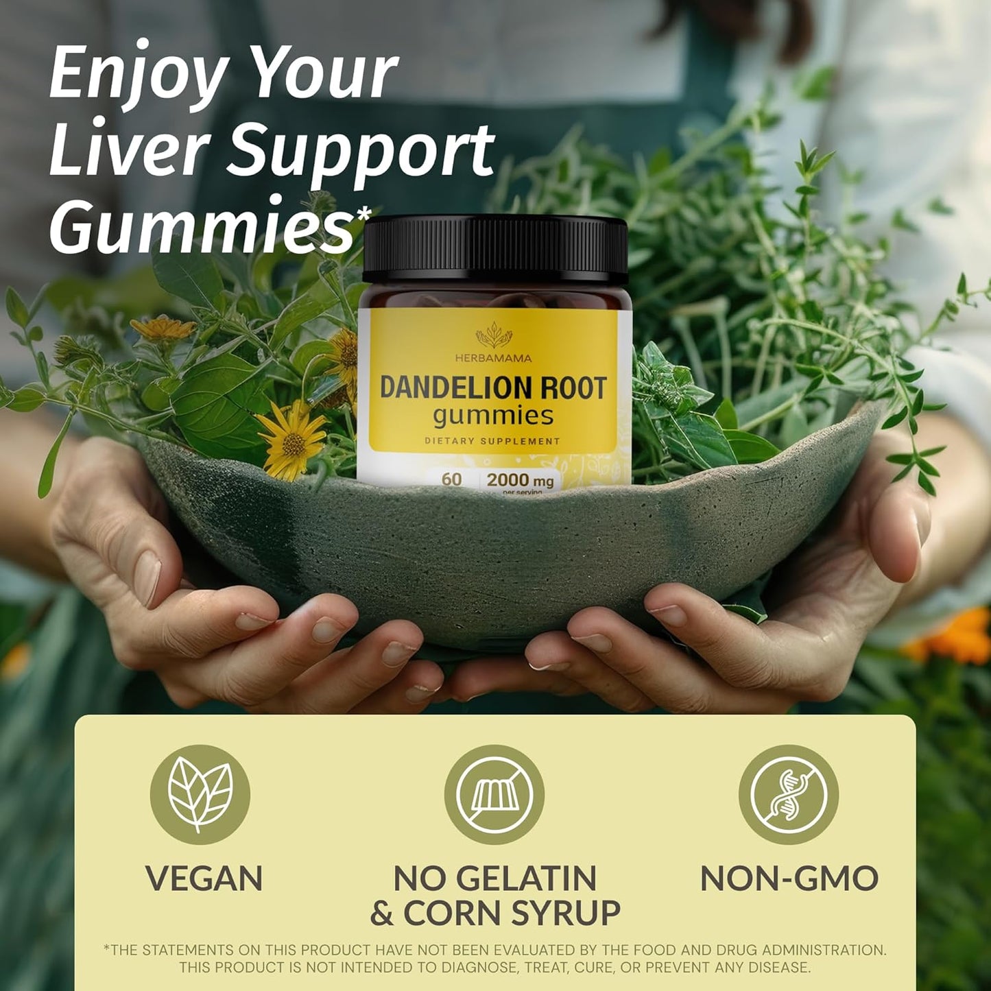 Organic Dandelion Root Gummies - 2000mg Detox & Cleanse for Liver & Kidney - Vegan Liver Support - 60 Banana-Flavored Chews - BoostGo Australia