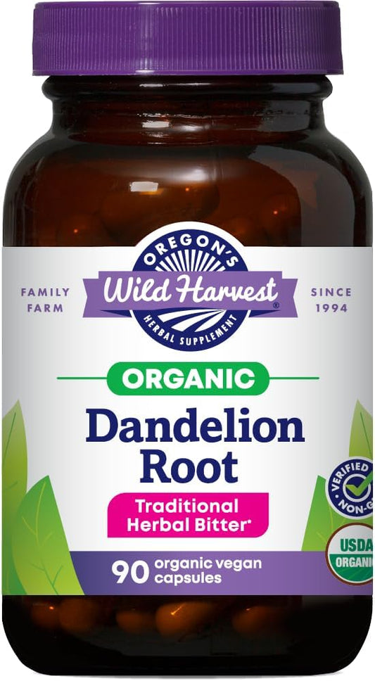 Organic Dandelion Root Supplement by Oregon's Wild Harvest | Herbal Bitter Capsules, 90 count Vegan formula