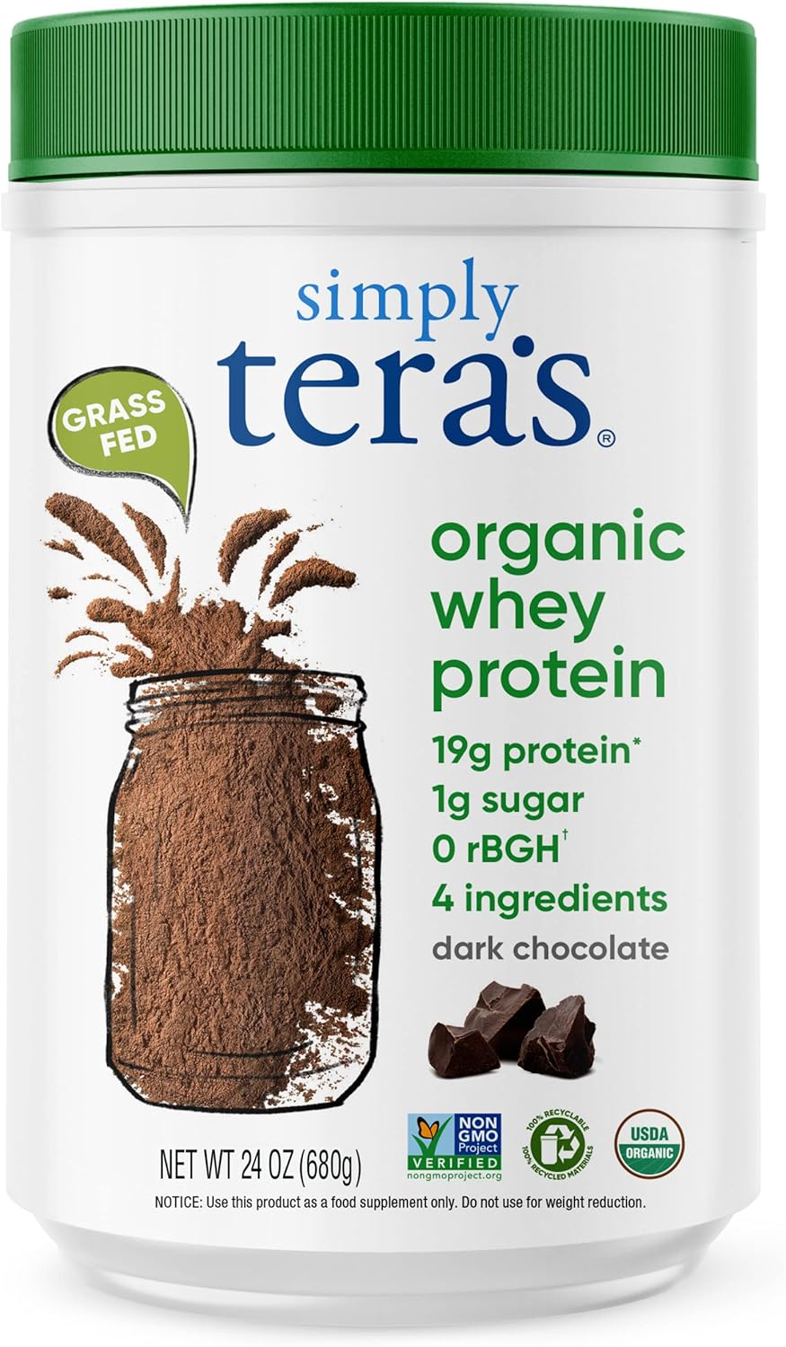 Organic Dark Chocolate Whey Protein by simply tera - 12oz