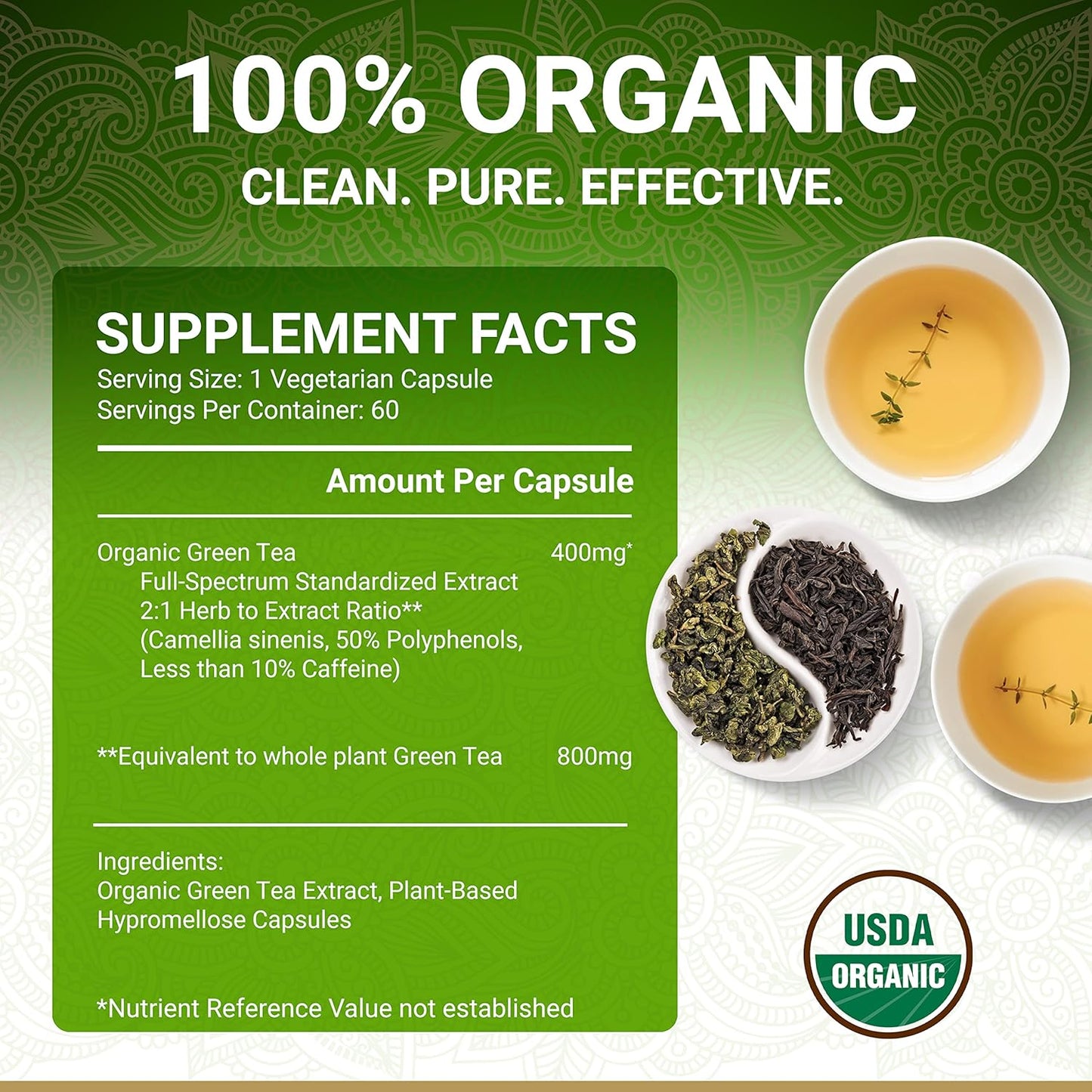 Organic Digestion and Detox Bundle | True Veda | Green Tea, Amla & Triphala Capsules | USDA Certified | Vitamin C Boost