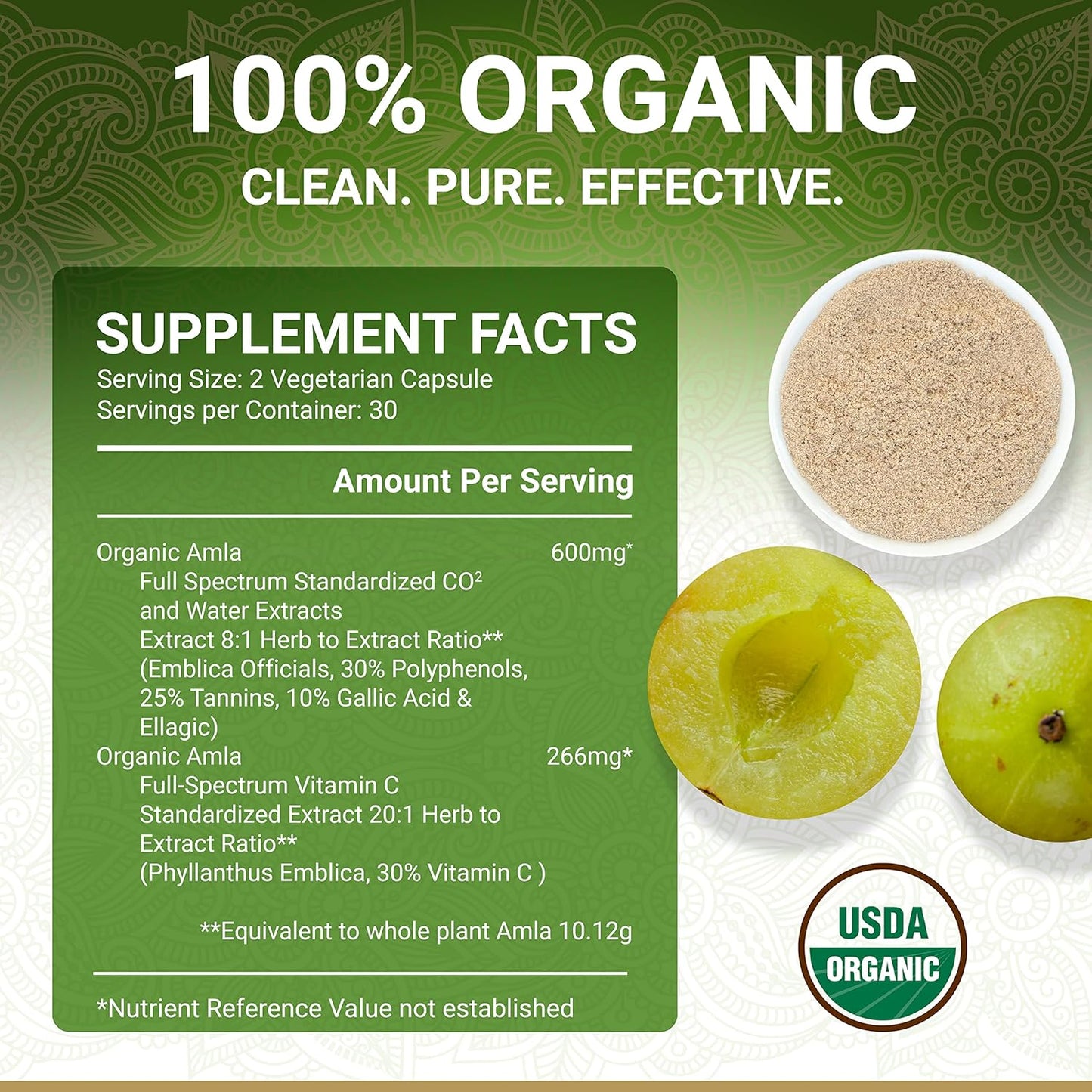 Organic Digestion and Detox Bundle | True Veda | Green Tea, Amla & Triphala Capsules | USDA Certified | Vitamin C Boost