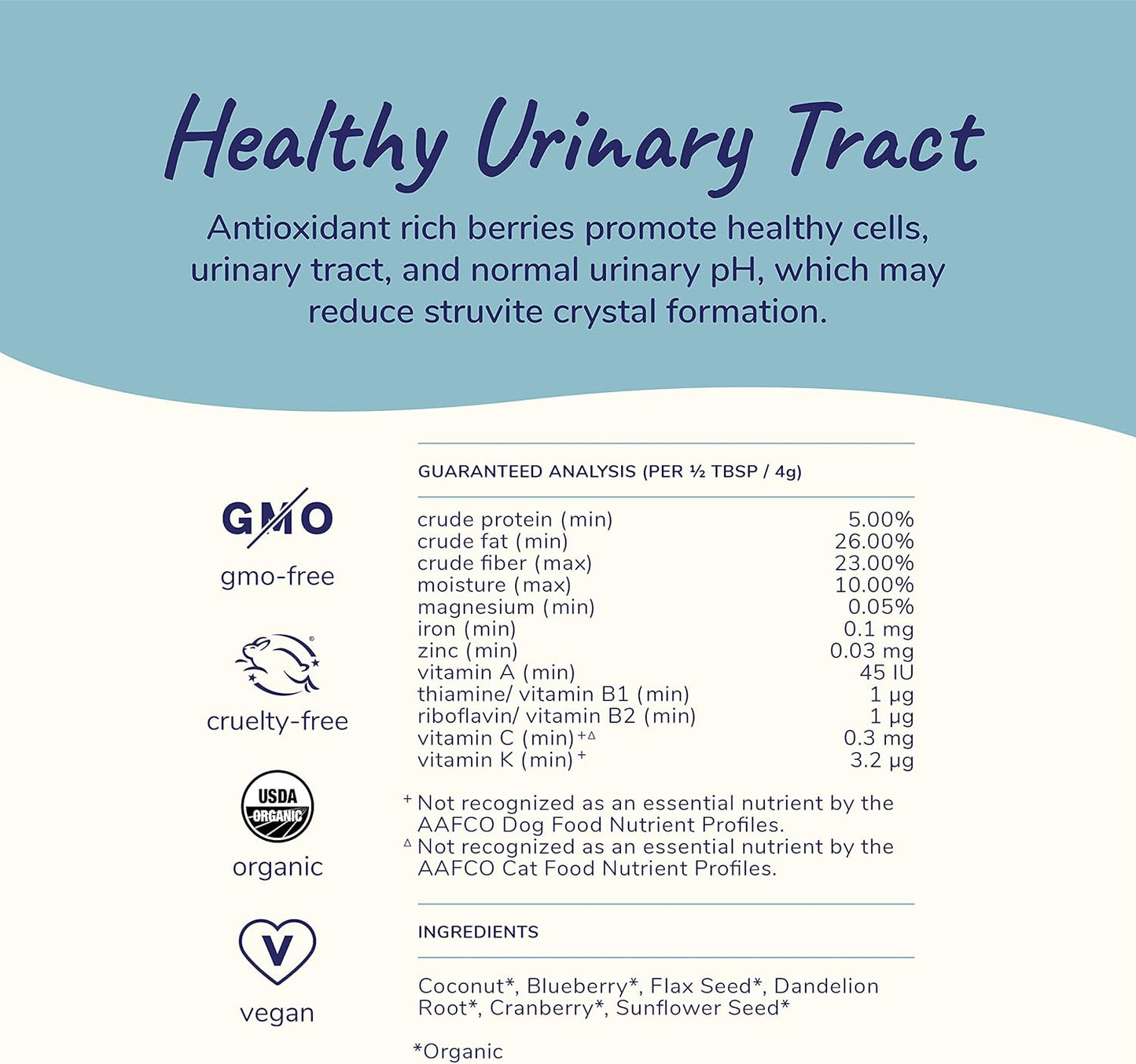 Organic Dog & Cat Supplement Powder for Immune & Bladder Support - Made in USA - Cranberry, Blueberry, Coconut Formula - Large 8oz Size