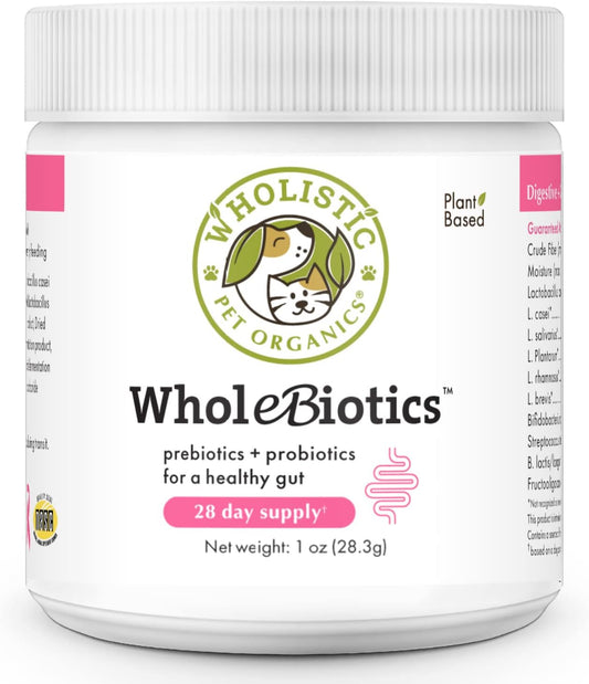 Organic Dog Probiotic Powder with Digestive Enzymes for Diarrhea, Gas, Constipation, Upset Stomach, Allergies