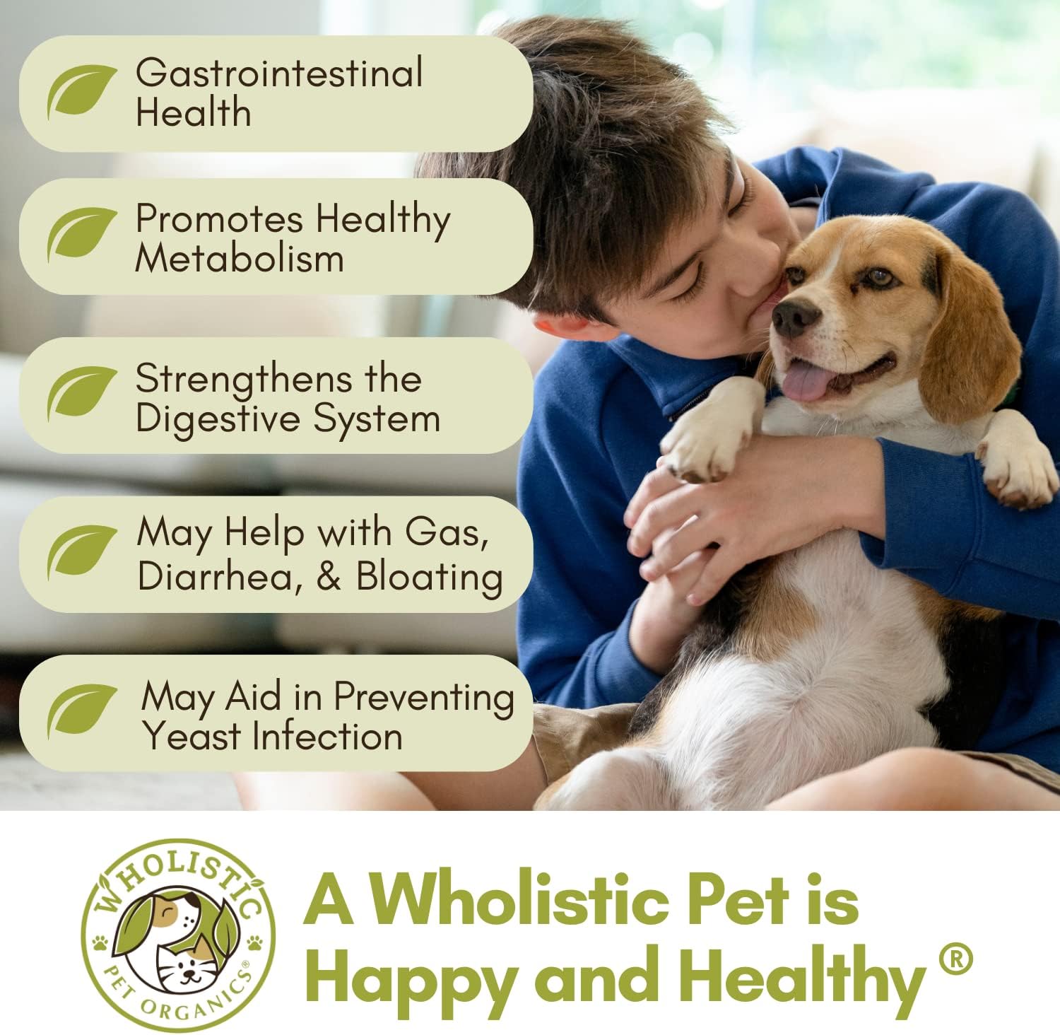 Organic Dog Probiotic Powder with Digestive Enzymes for Diarrhea, Gas, Constipation, Upset Stomach, Allergies
