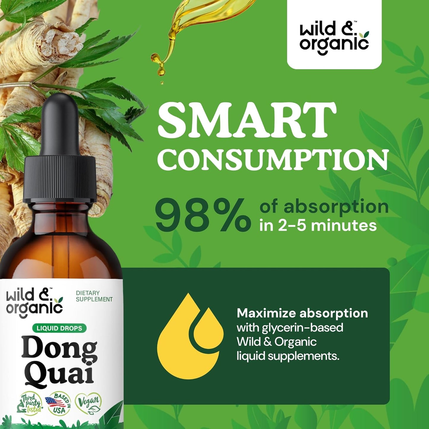 Organic Dong Quai Tincture 500mg - Angelica Root Supplement for Women - Liquid Extract Drops - Sugar & Alcohol-Free - 2 fl oz