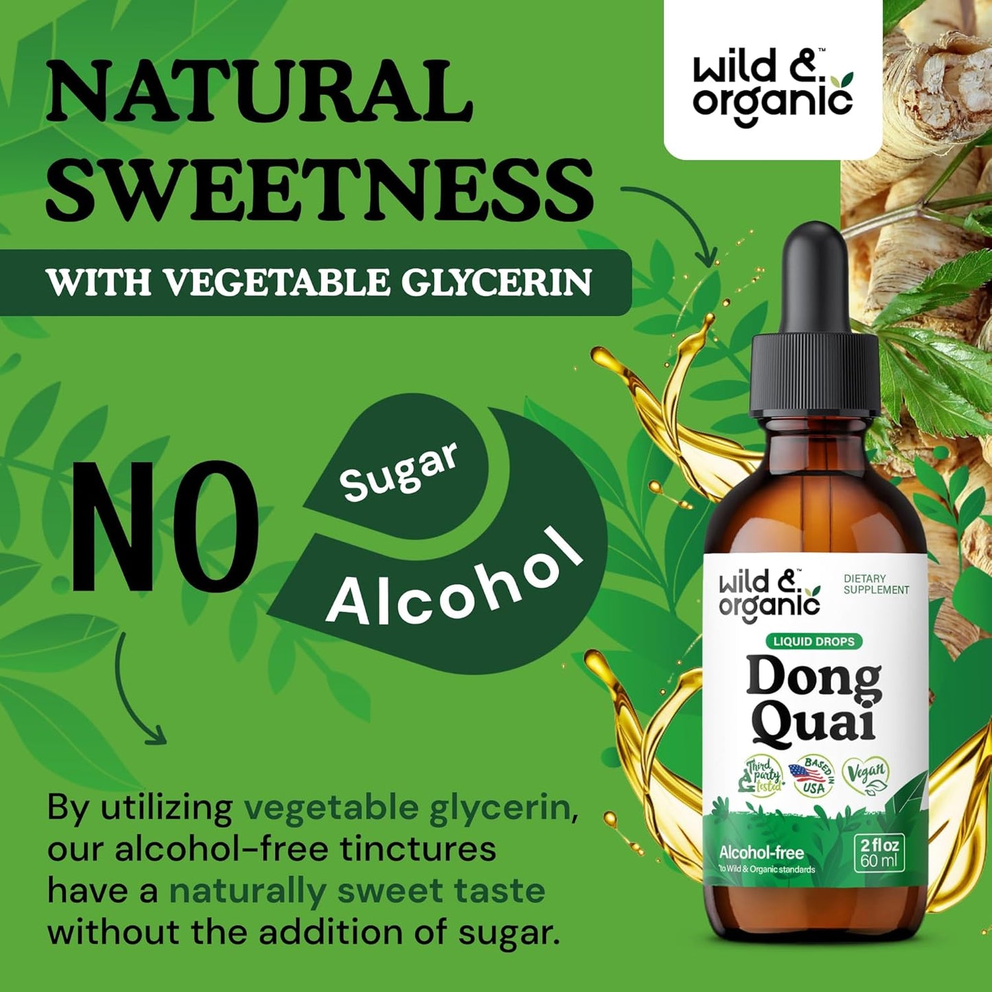 Organic Dong Quai Tincture 500mg - Angelica Root Supplement for Women - Liquid Extract Drops - Sugar & Alcohol-Free - 2 fl oz