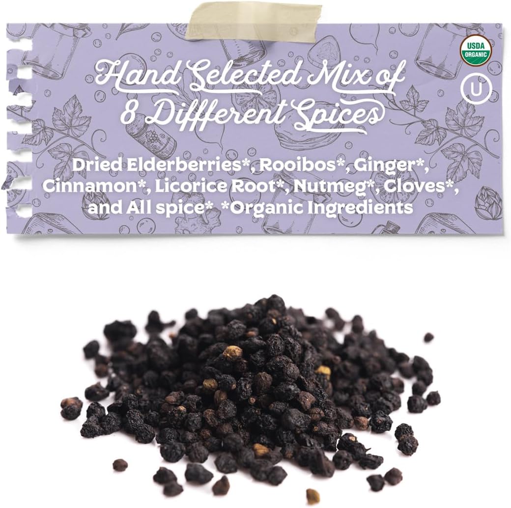 Organic Dried Elderberry Syrup Making Kit with Spice Blend, Honey, and Cheese Cloth - DIY Elderberry Syrup Kit