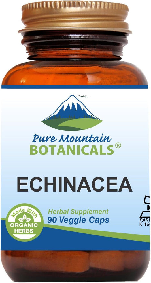 Organic Echinacea Root Capsules - Vegan Kosher Supplement with 420mg by Pure Mountain Botanicals