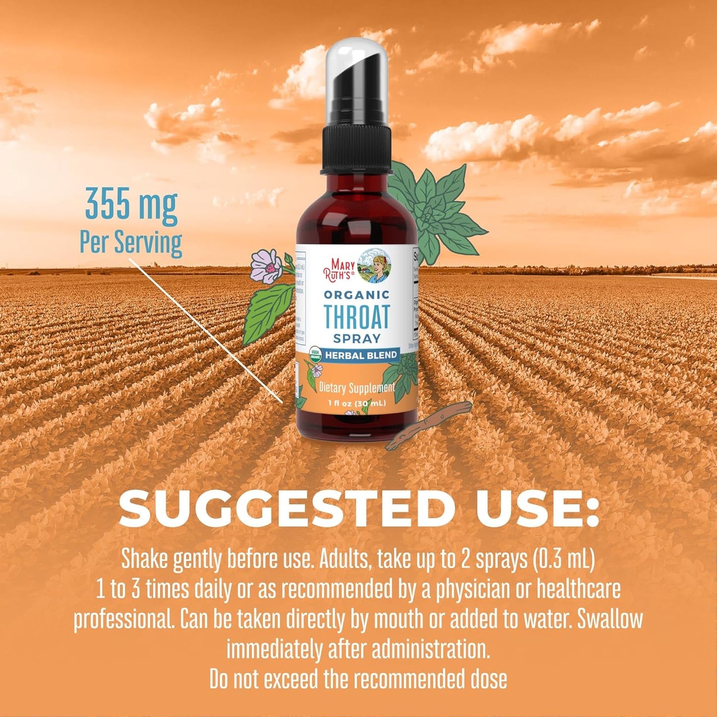 Organic Echinacea Throat Spray & Drops for Immune Support | USDA Certified, Clean Label Project Verified | Vegan & Non-GMO | Vitamins for Throat Relief & Health