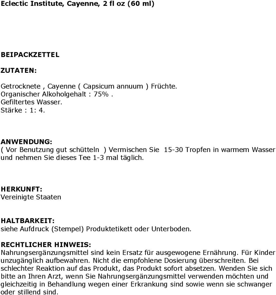 Organic Eclectic Institute Cayenne Pepper Extract 2oz - Pure & Potent Spice Supplement