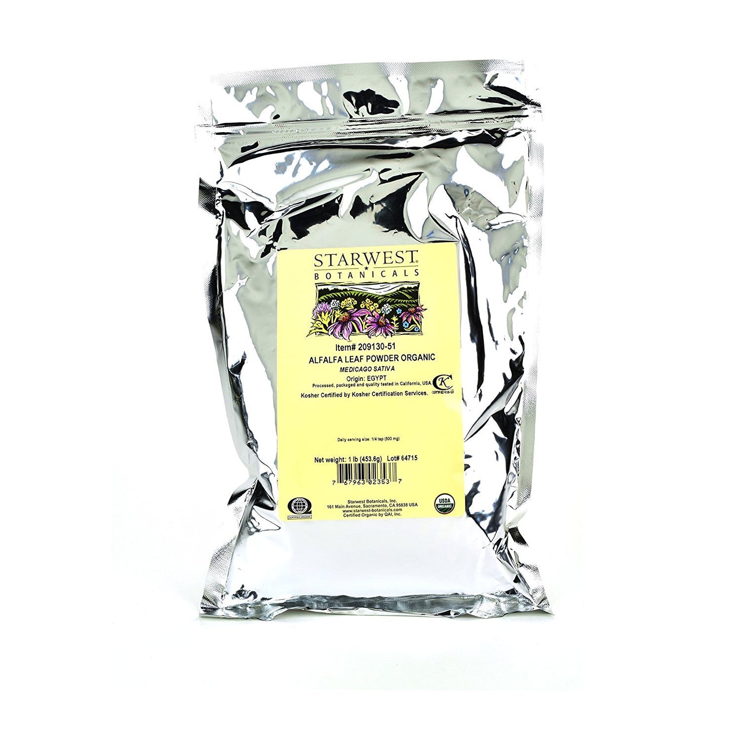 Organic Egyptian Alfalfa Leaf Powder - 1 lb Bulk Bag from Starwest Botanicals