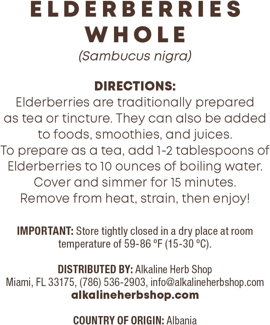 Organic Elderberries Whole from Alkaline Herb Shop - Just Herbs Collection