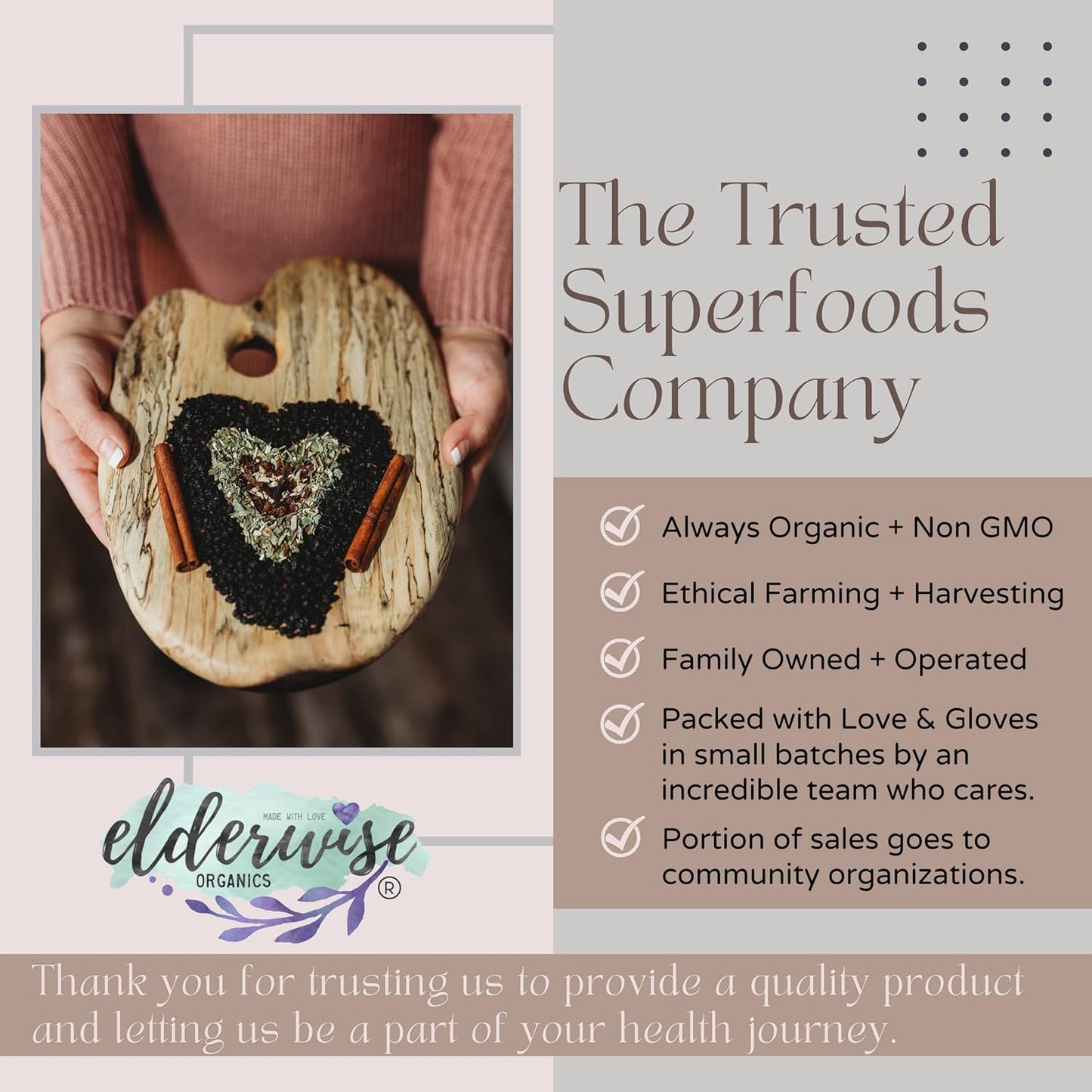 Organic Elderberry Aronia Berry Syrup Kit - DIY Elderwise Organics Brewing Set for 32oz Syrup with Elderberries, Aronia Berries, Rosehips, Ginger, Echinacea, Cinnamon, Cloves, and Brewing Bag