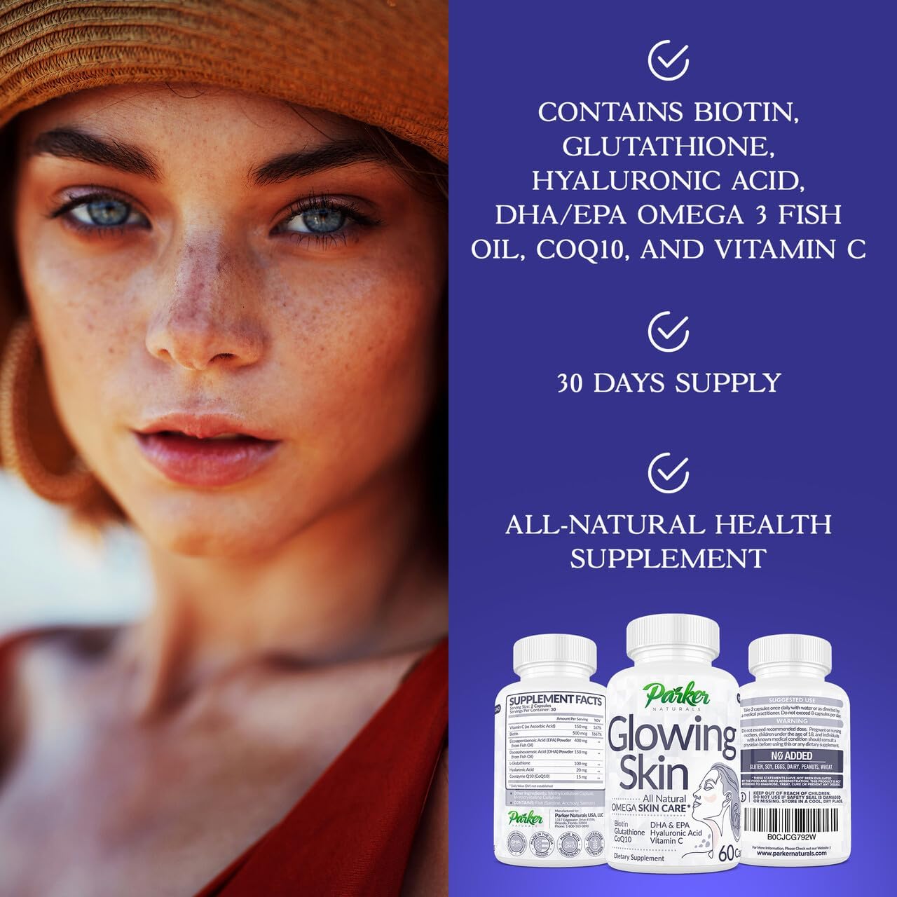 Organic Elderberry Capsules Bundle with Glutathione & Hyaluronic Acid Supplements for Glowing Skin, 120 Capsules - BoostGo Australia