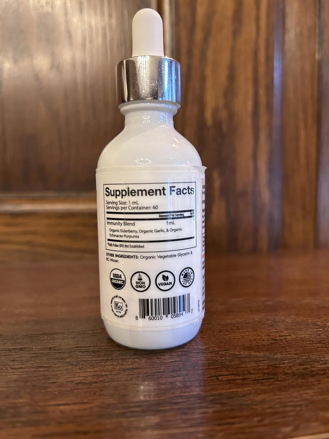 Organic Elderberry, Echinacea & Garlic Immune Support Drops - Gluten Free, Non GMO, Vegan - Made in USA - 2 Fl Oz