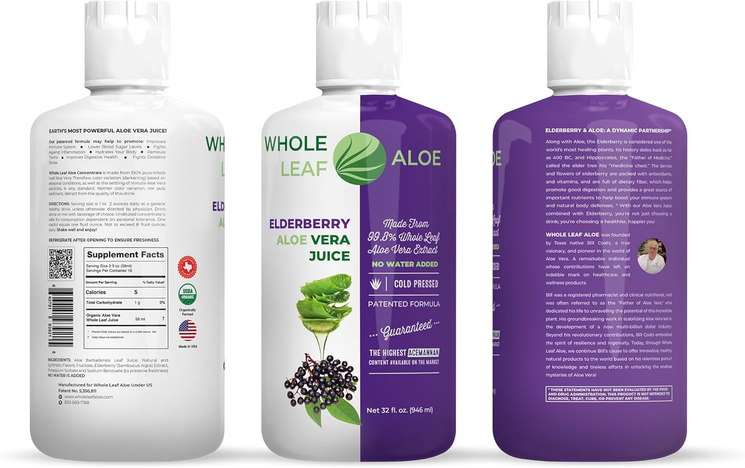 Organic Elderberry Extract Aloe Vera Juice - Patented Formula, High Acemannan, No Added Water - BoostGo Australia