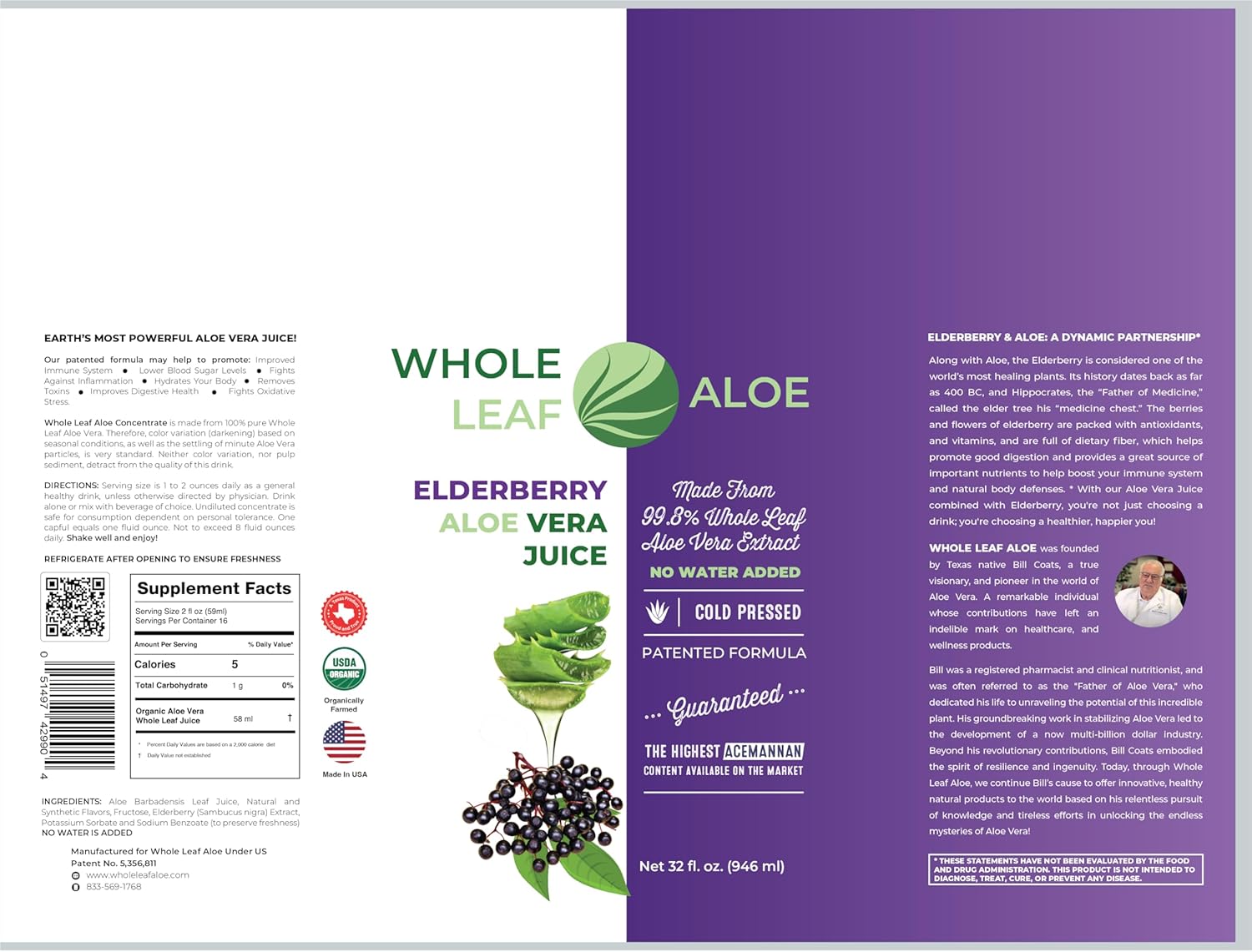 Organic Elderberry Extract Aloe Vera Juice - Patented Formula, High Acemannan, No Added Water - BoostGo Australia