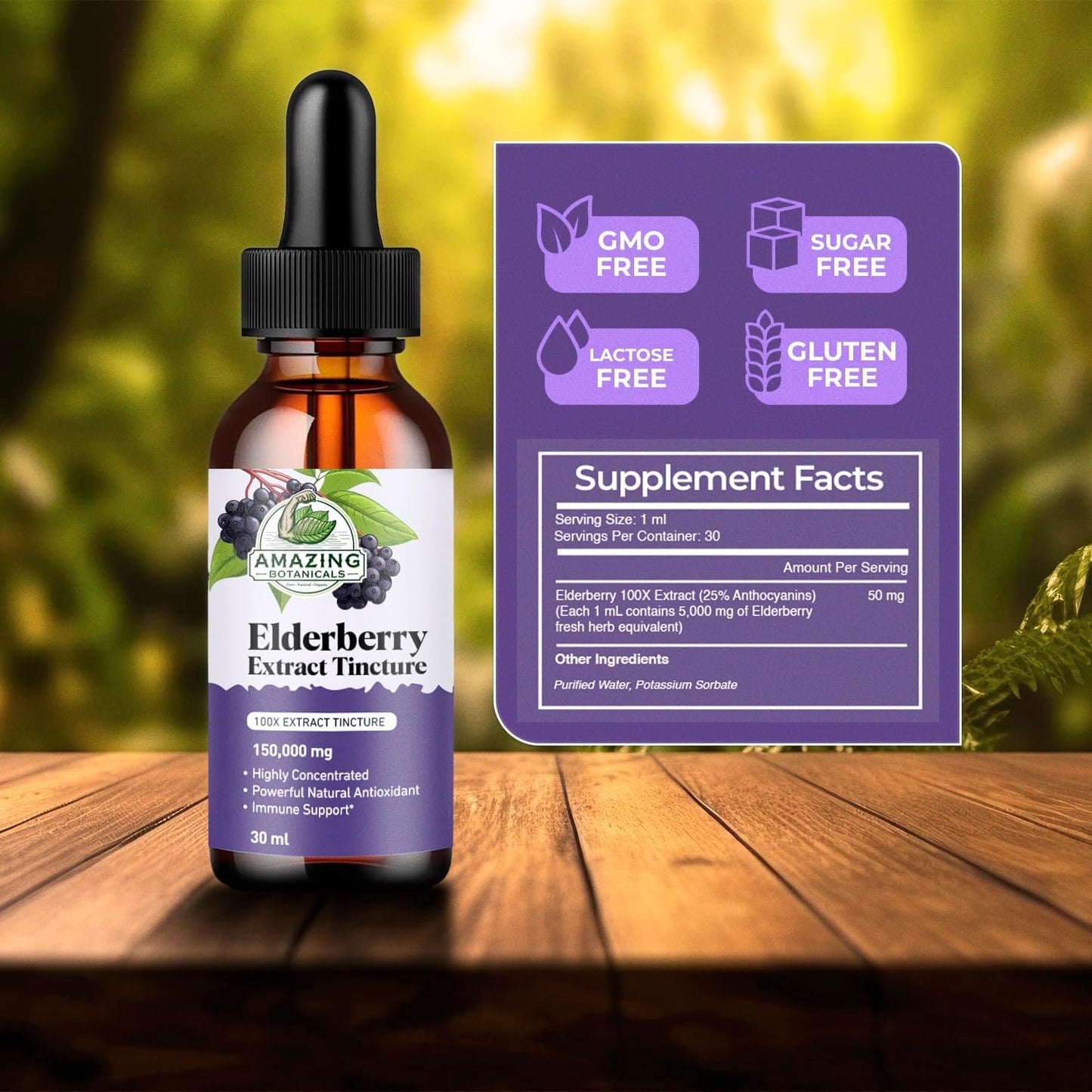 Organic Elderberry Extract Tincture - 15,000mg Strength Immune Support Supplement - Elderberry Syrup - 30ml
