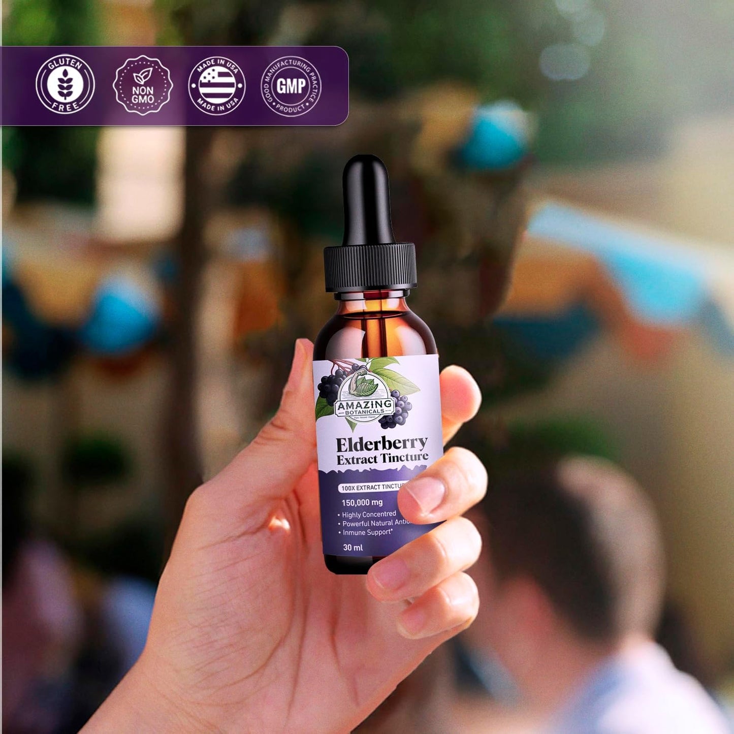 Organic Elderberry Extract Tincture - 15,000mg Strength Immune Support Supplement - Elderberry Syrup - 30ml