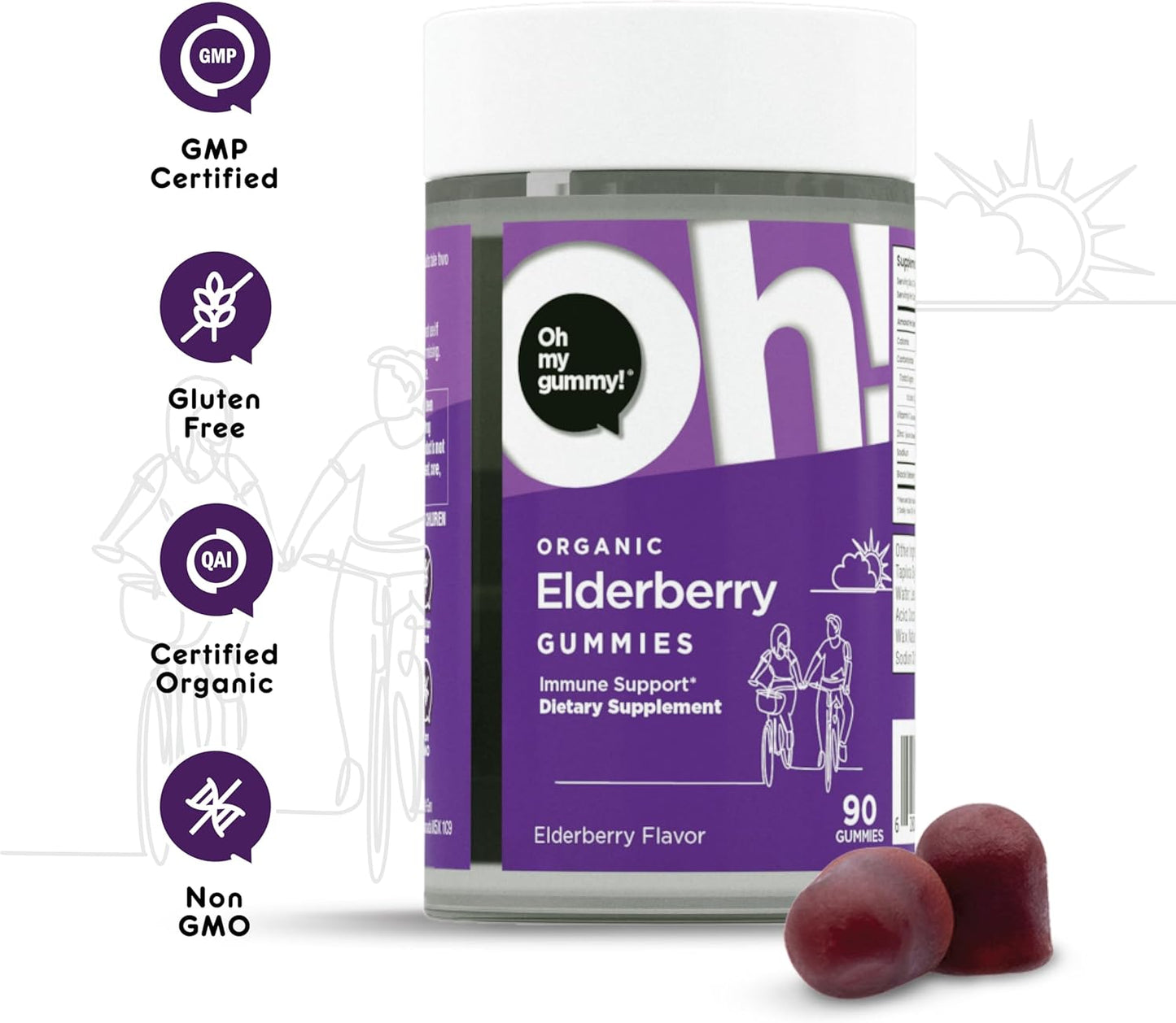 Organic Elderberry Gummies - Immune System Support for Kids and Adults - 90 Gummies Supplement for Immunity Boost